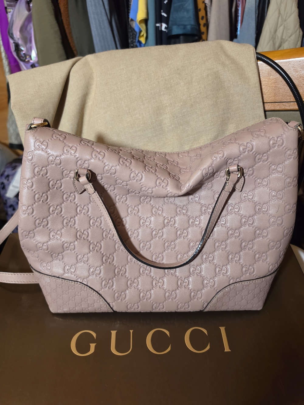 Gucci Bree 3 Way Dusty Pink Embossed GG Leather  With GG Charm